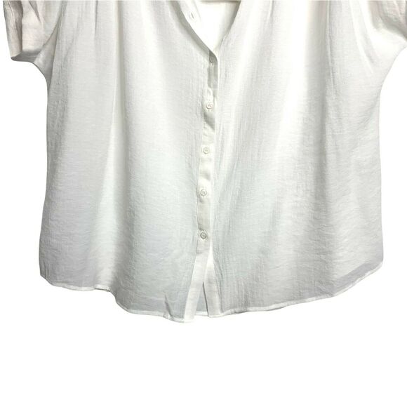 See U Soon Off White Gauze Embroidered Shoulder Loose Button Up Blouse Small New - Picture 3 of 6